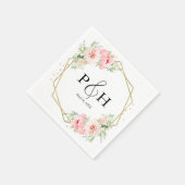 金箔モノグラム幾何フローラ結婚ズ スタンダードカクテルナプキン (角)