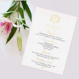 金箔モノグラム結婚の詳細エンクロージャカード 箔招待状