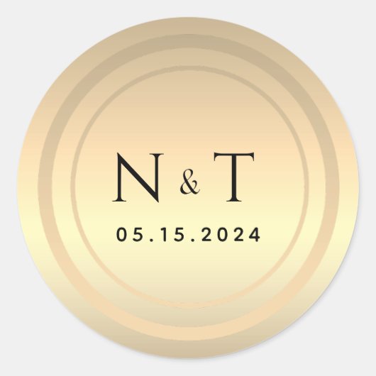 金箔モノグラム結婚ズ ラウンドシール (正面)