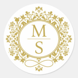金箔モノグラム結婚ズ ラウンドシール