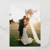 金箔モノグラム結婚写真のサンキューカード 箔招待状 (正面)