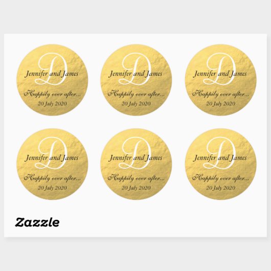 金箔モノグラム結婚式の引き出物 ラウンドシール (シート)