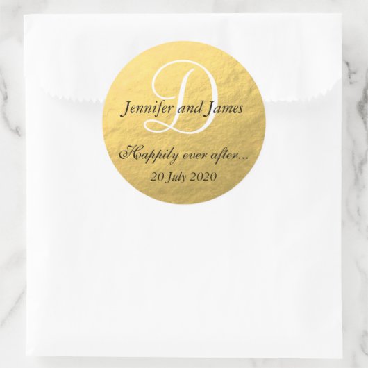 金箔モノグラム結婚式の引き出物 ラウンドシール (バッグ)