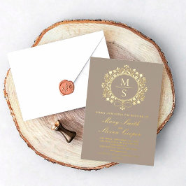 金箔モノグラム結婚式招待状 箔招待状