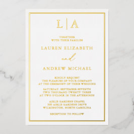 金箔モノグラム縁どミニマ結婚リスト 箔招待状