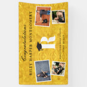 金箔モノグラム4写真卒業モダンパーティー 横断幕 (縦)