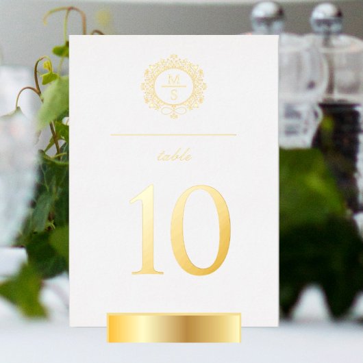 金箔モノグラ結婚ムの表番号 箔招待状