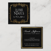 金箔ユニークが渦巻く豪華な黒 スクエア名刺 (正面/裏面)