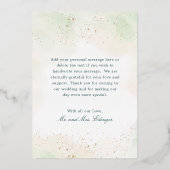 金箔ユーカリ写真結婚のサンキューカード 箔招待状 (裏面)