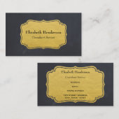 金箔ラベル付きフェイクブラックシャルボード 名刺 (正面/裏面)