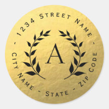 金箔リースモノグラム差出人住所ラベル