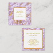 *~*金箔ルクセラベンダー大理石モダン(Gold Foil Luxe Lavender Marble スクエア名刺 (正面/裏面)
