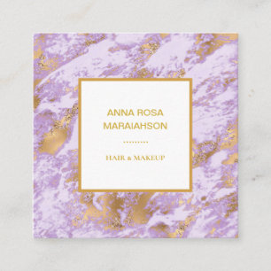 *~*金箔ルクセラベンダー大理石モダン(Gold Foil Luxe Lavender Marble スクエア名刺