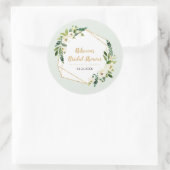 金箔ルックジオメトリックフレームと花のパーティー ラウンドシール (バッグ)