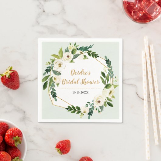 金箔ルックジオメトリックフレームフローラ スタンダードカクテルナプキン (インサイチュ)