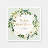 金箔ルックジオメトリックフレームフローラ スタンダードカクテルナプキン (正面)