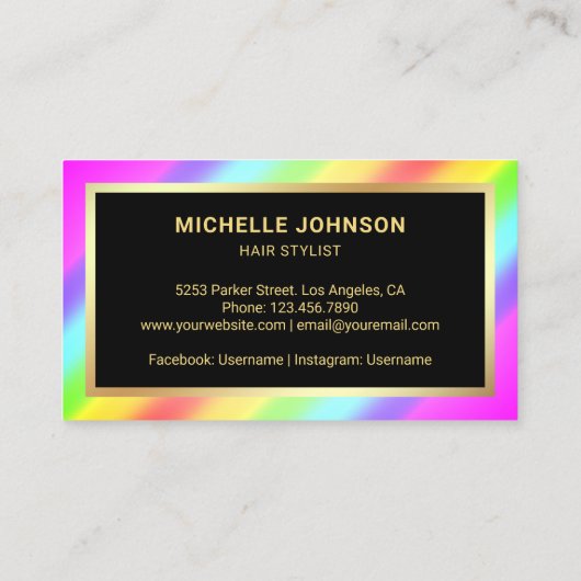 金箔レフェイクインボーヘアドライヤ美容師 名刺 (裏面)