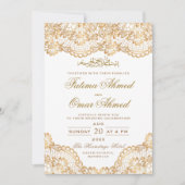 金箔レースホワイトイ華美スラムスリム 招待状 (正面)