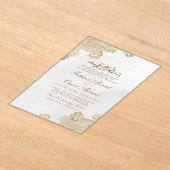 金箔レース華美クリームイスラム結婚教徒 アクリル招待状 (レイダウン)