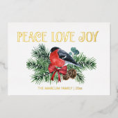 金箔ロビンバードピースラブ喜びクリスマス 箔シーズンカード (正面)