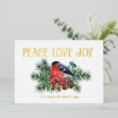 金箔ロビンバードピースラブ喜びクリスマス 箔シーズンカード (立ち正面)