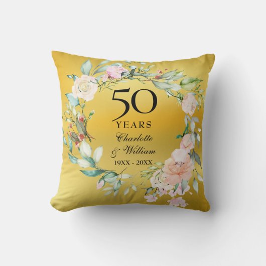 金箔ローズフラワーフォト 50周年記念 クッション (正面)