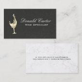 金箔ワインスプラッシュ | 黒いテクスチャ大理石 名刺 (正面/裏面)