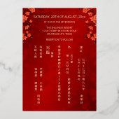 金箔二言語 中国式結婚式 写真 箔招待状 (裏面)