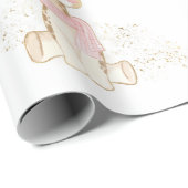 金箔付きかわいいキリン赤ちゃんガールシャワー ラッピングペーパー (ロールコーナー)