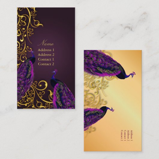 金箔付きの鉄の渦にPixDezinesピーコック|DIY colo 名刺 (正面/裏面)