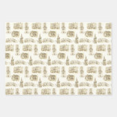 金箔付きエージアーキテクチャバッファローNYペン&インクラップ ラッピングペーパーシート (正面3)