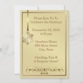 金箔付きグラマースノーフレークレッドホリデーカード 招待状 (裏面)