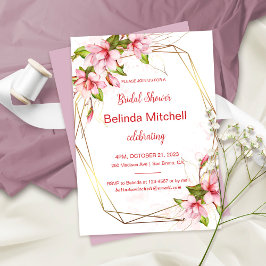 金箔付きフェイクマグノリアス枠ブライダルシャワー 招待状