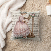 金箔付き時代のハーピストの楽譜 クッション (ブランケット)