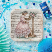 金箔付き時代のハーピストの楽譜 ペーパープレート (パーティー)