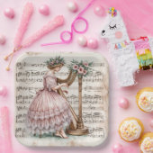 金箔付き時代のハーピストの楽譜 ペーパープレート (パーティー)