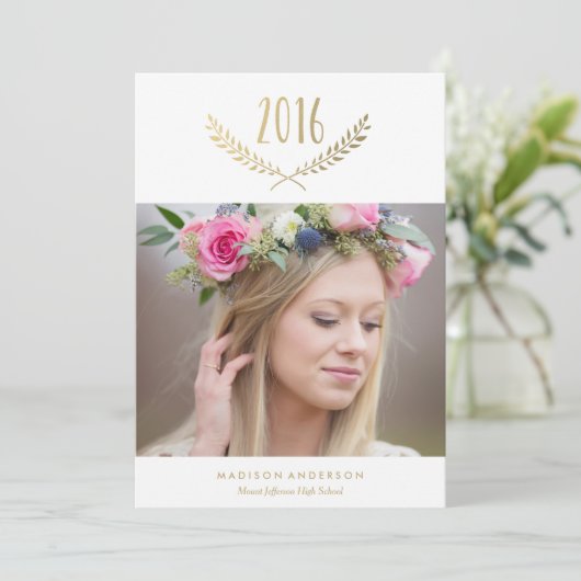 金箔付き月桂樹の卒業発表 案内状 (スタンド正面)