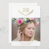 金箔付き月桂樹の卒業発表 案内状 (正面/裏面)