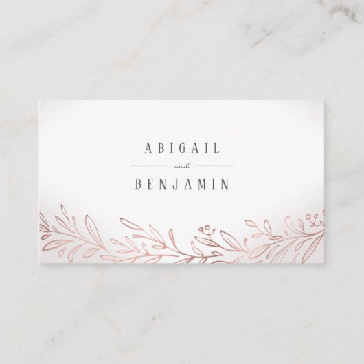 金箔付き植物結婚のウェブサイト挿入カード プレイスカード (裏面)