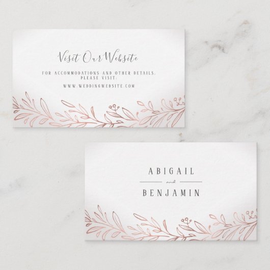 金箔付き植物結婚のウェブサイト挿入カード プレイスカード (正面/裏面)