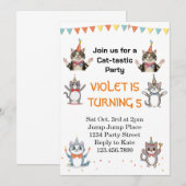 金箔入りの猫猫バースデーパーティー 招待状 (正面/裏面)