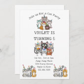 金箔入りの猫猫バースデーパーティー 招待状 (正面/裏面)