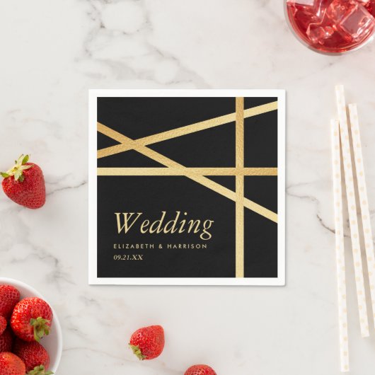 金箔効果幾何学的スタイル結婚ズ スタンダードカクテルナプキン (インサイチュ)