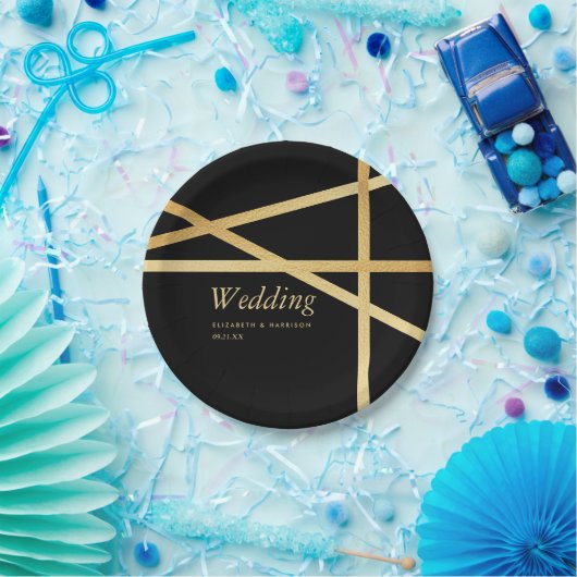 金箔効果幾何学的スタイル結婚ズ ペーパープレート (パーティー)