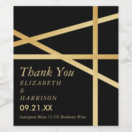 金箔効果幾何学的スタイル結婚ズ ワインラベル (シングルラベル)