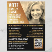 金箔効果政治運動家広告の チラシ (正面)