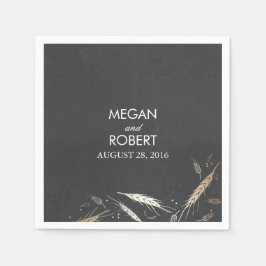 金箔効果秋麦黒板素朴 スタンダードカクテルナプキン