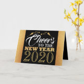 金箔効果、シャンパンバブル、新年 カード (黄色い花)