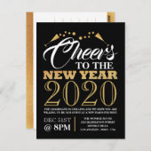 金箔効果、シャンパンバブル、新年 ポストカード (正面/裏面)