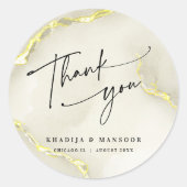 金箔大理石のテクスチ結婚ャの感謝の気持ち ラウンドシール (正面)